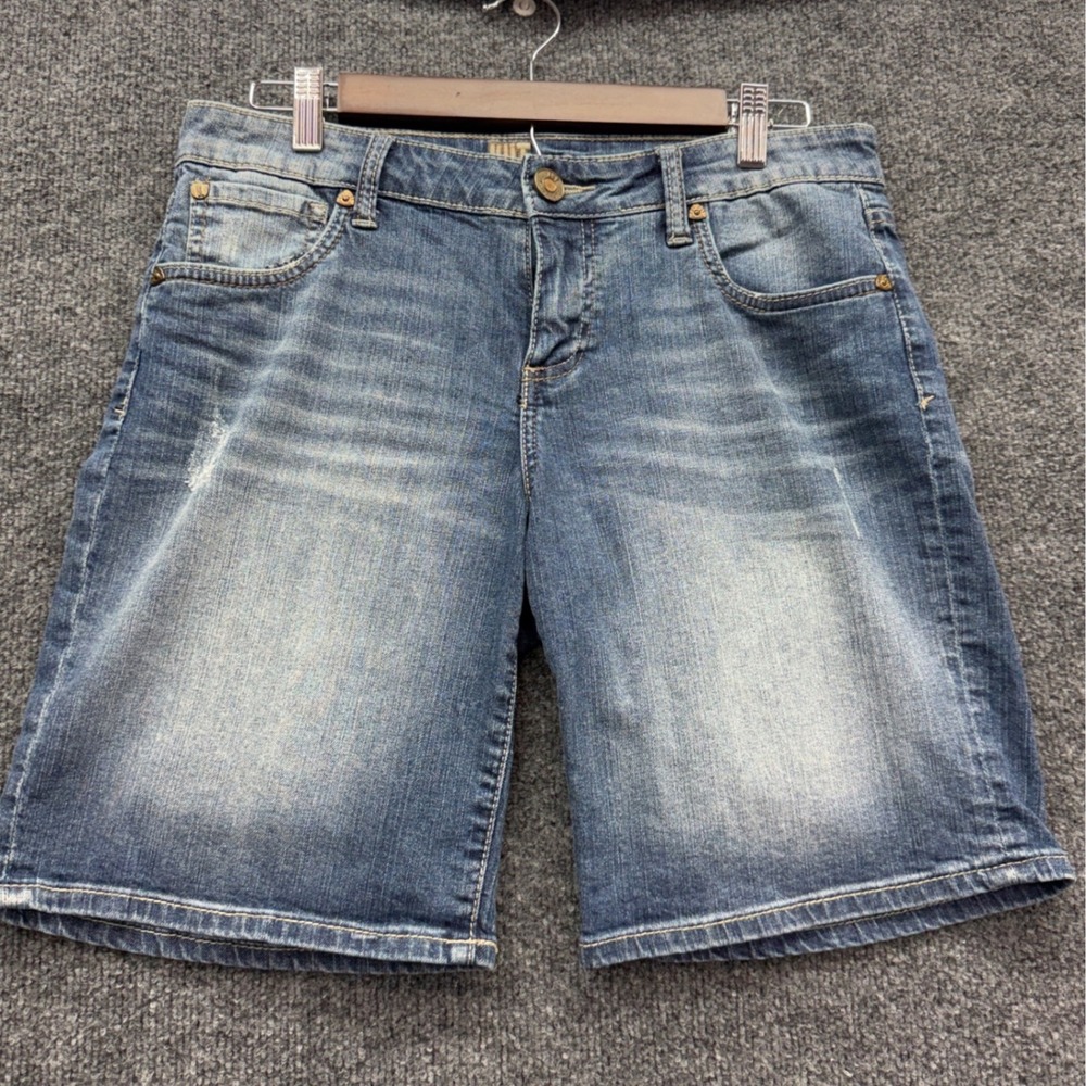 Kut from the Kloth Denim Shorts Womens 6 Blue Catherine Boyfriend Embroidered